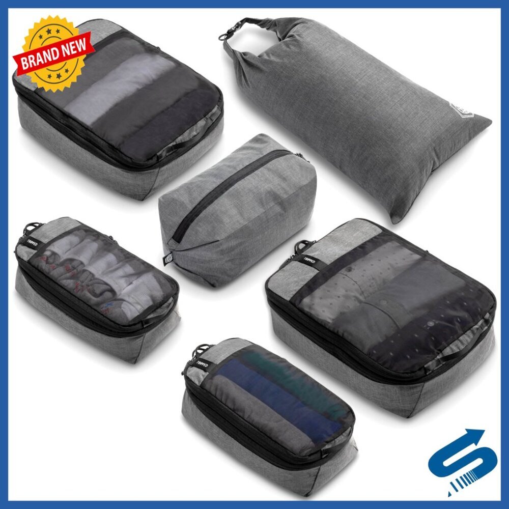 6-Piece Compression Packing Cube Set with Laundry and Shoe Bag